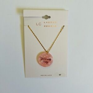 NWT LC Lauren Conrad Pink & Gold Tone “You’re Really Pretty” Necklace💕